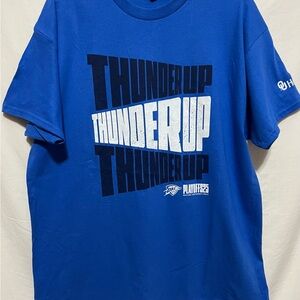 OKC Oklahoma City Thunder Up 2025 Playoffs Blue T SHIRT Mens XL NBA Champions